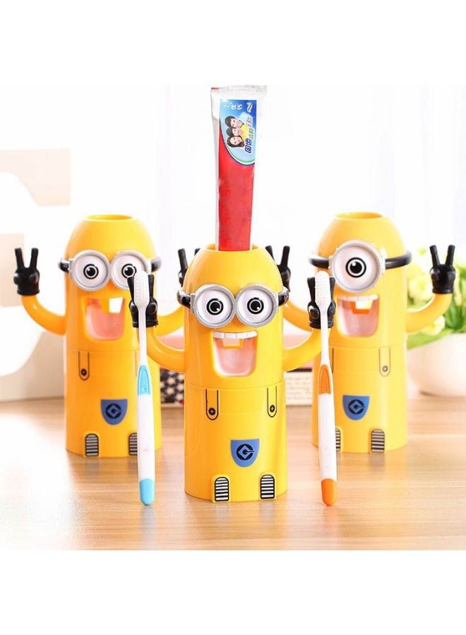 Automatic Toothpaste Dispenser with Cartoon Toothbrush Holder – Hands-Free Wall-Mounted Toothpaste Squeezer, Fun Kids Bathroom Organizer, No Drilling Required - Image 1